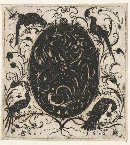 Oval with leaf vines, Esaias van Hulsen, 1606 Canvas Print