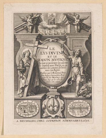 Title page for: Jean Jaques Courvoisier, Le Lys divine et le Samson mystique, Brussels: 1638, Cornelis Galle (I), 1638 Canvas Print