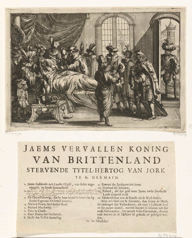 Cartoon on the death of Jacobus II, 1701, Pieter van den Berge (attributed to), 1701 Canvas Print