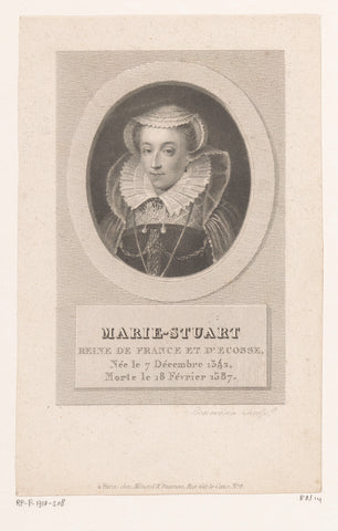 Portrait of Mary I Stuart (Queen of Scotland), Jean Bonvoisin, 1816 - 1831 Canvas Print