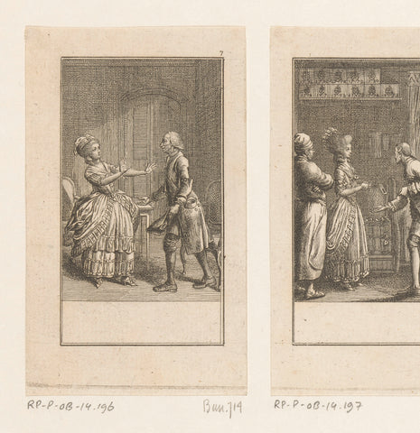 Marriage proposal of an archaeologist, Daniel Nikolaus Chodowiecki, 1780 Canvas Print