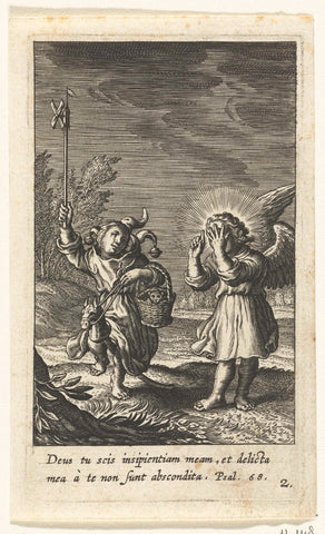 Child dressed as jester with windmill on hobby horse and angel, Boëtius Adamsz. Bolswert, 1624 Canvas Print
