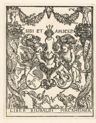 Ex libris Willibald Pirckheimer, Albrecht Dürer, 1590 - 1600 Canvas Print