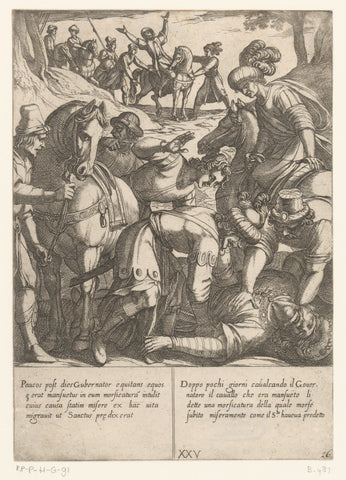 Belagio is bitten by his horse and dies as predicted by Saint Anthony, Antonio Tempesta, 1598 Canvas Print