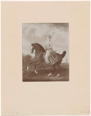 Equestrian portrait of Wilhelmina of Prussia, anonymous, 1850 - 1930 Canvas Print