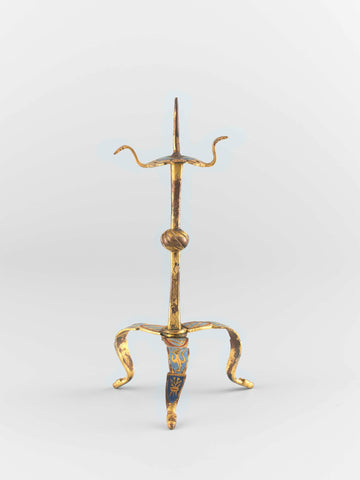 Three-footed travel candlestick, decorated with three arms, anonymous, c. 1275 - c. 1325 Canvas Print