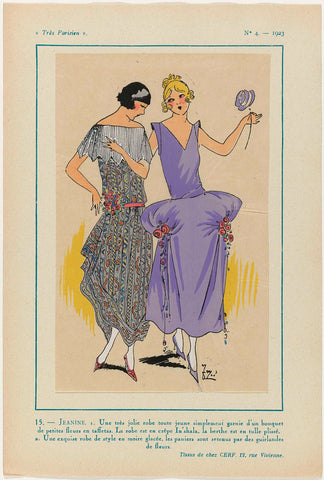 Très Parisien, 1923, No. 4: 15. -JEANINE. 1. Une très jolie robe..., anonymous, 1923 Canvas Print