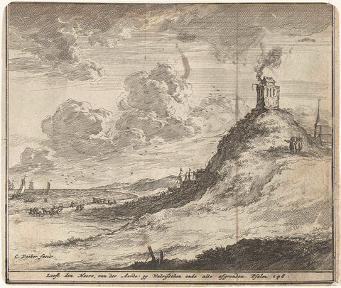 View of dunes with lighthouse and beach, Coenraet Decker, 1685 Canvas Print