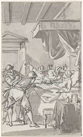 The murder of mayor Beernt Proys in his bed, in Utrecht, 1425, Jacobus Buys, 1789 - 1791 Canvas Print