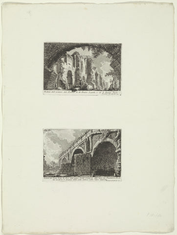 Remains of the Porticus Aemilia and view of the Ponte Rotto in Rome, Giovanni Battista Piranesi, c. 1756 - c. 1757 Canvas Print