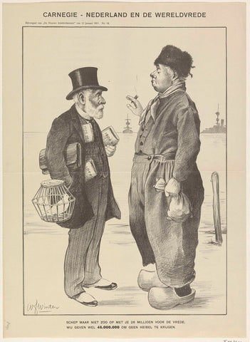 Cartoon with Carnegie and the Dutchman, 1910, Willem Frederik Winter, 1911 Canvas Print