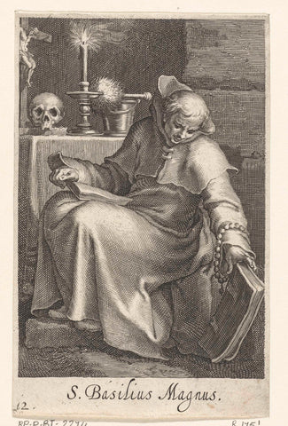 Saint Basil the Great as hermit, Boëtius Adamsz. Bolswert, 1619 Canvas Print