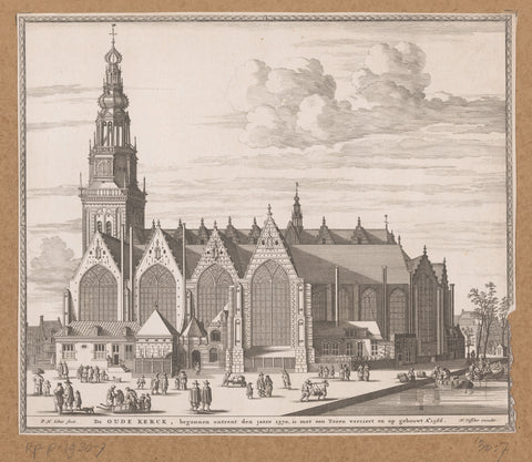 View of the Oude Kerk in Amsterdam from the Oudezijds Voorburgwal, Pieter Hendricksz. Schut, 1662 Canvas Print