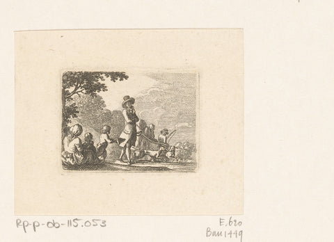 Landscape with travelers and beggars, Daniel Nikolaus Chodowiecki, 1789 Canvas Print