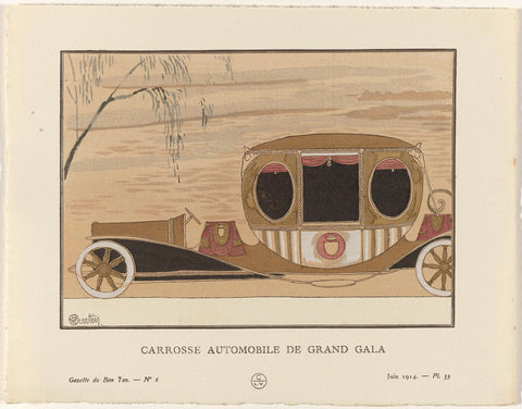 Gazette du Bon Ton, 1914 - No. 6, Pl. 53: Carrosse automobile de grand gala, Charles Martin, 1914 Canvas Print