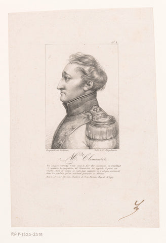 Portrait of Lieutenant Clémendot, anonymous, Gottfried Engelmann, 1816 - 1839 Canvas Print