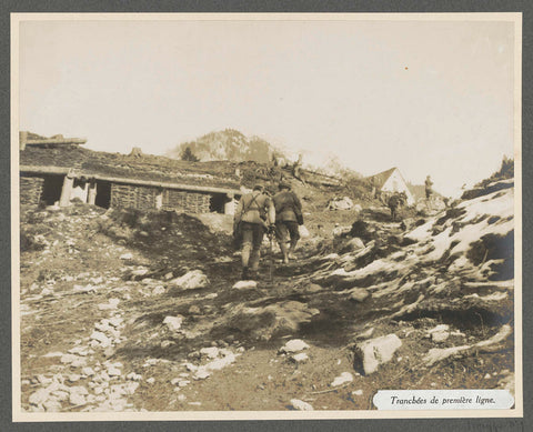 Soldiers at trenches in the front line, presumably Italians, Henri de Rothschild (attributed to), 1916 Canvas Print