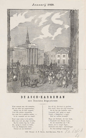 New Year's Wish of the Amsterdam Ash Cartmen for the year 1860, Dirk Wijbrand Tollenaar, 1859 - 1860 Canvas Print