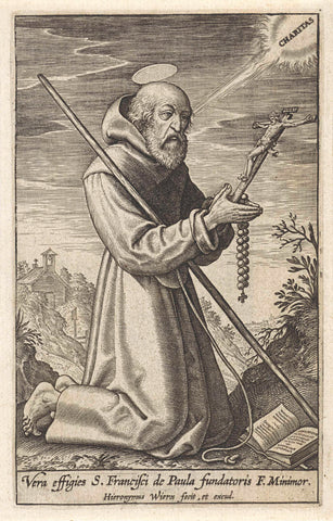 Landscape with St. Francis of Paola, Hieronymus Wierix, 1563 - before 1619 Canvas Print