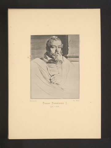 Reproduction of an etching of a portrait of Frans Francken (I) by Anthony van Dyck, Joseph Maes, c. 1872 - in or before 1877 Canvas Print