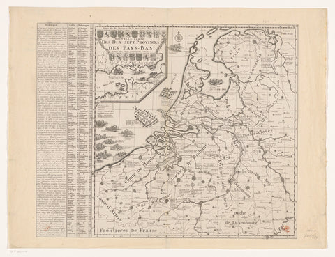 Map of the Seventeen Provinces, anonymous, 1705 Canvas Print