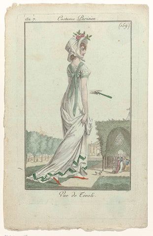 Journal des Dames et des Modes, Costume Parisien, 22 September 1799, Year 7 (159) : View of Tivoli, anonymous, 1799 Canvas Print