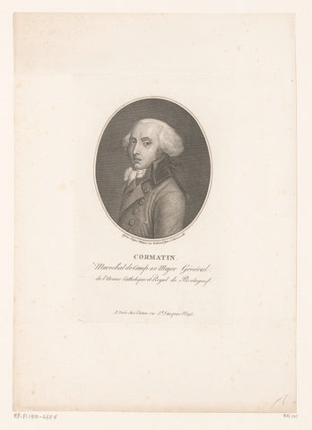 Portret van Pierre Dezoteux de Cormatin, François Bonneville (possibly), 1796 - 1802 Canvas Print