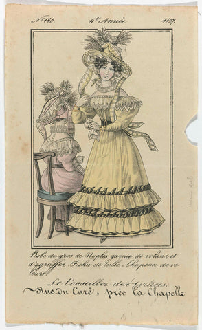 Le Conseiller des Grâces 1827, No. 160, 4e Année: Robe de gros de Naples (...), anonymous, 1827 Canvas Print