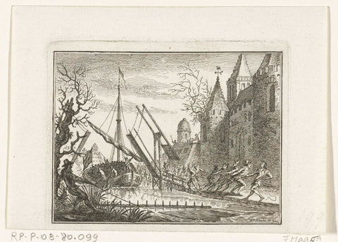 The peat ship becomes Breda the castle caught up, 1590, Simon Fokke, 1782 - 1785 Canvas Print