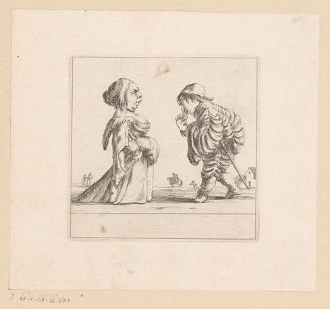 Caricature of a Man and a Woman, François Collignon, 1620 - 1687 Canvas Print