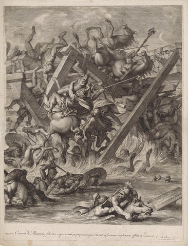 Slag bij de Milvische Brug (rechterblad), Gérard Audran, 1666 Canvas Print