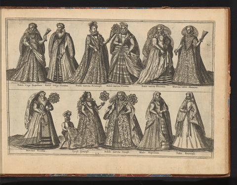 Eleven women, dressed according to Italian fashion of ca. 1580, Abraham de Bruyn, in or before 1581 Canvas Print