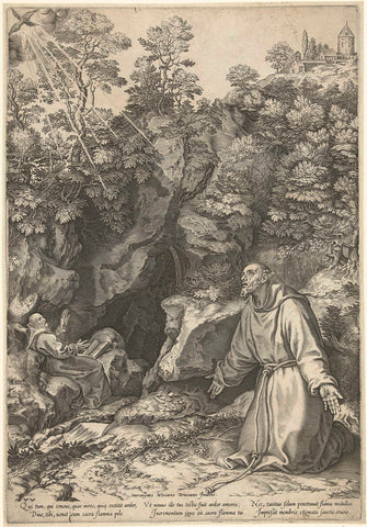 Franciscus receives the stigmata, Cornelis Cort (attributed to), 1568 Canvas Print