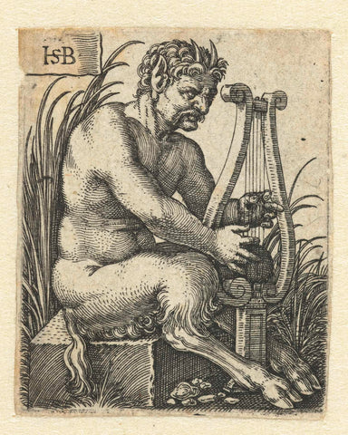 Satyr plays on a winch, Hans Sebald Beham, 1510 - 1550 Canvas Print