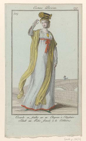 Journal des Dames et des Modes, Costume Parisien, 25 November 1797, (12) : Cocarde en feuilles (...), anonymous, 1797 Canvas Print