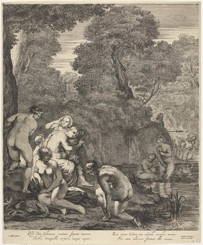 Diana and her nymphs discovered by Actaeon, Dancker Danckerts, 1633 - 1666 Canvas Print