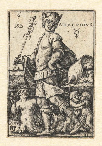 Mercury with constellations Virgo and Gemini, Hans Sebald Beham, 1539 Canvas Print