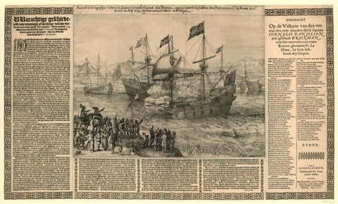 Conquest of three pirate ships by Captain Cornelis Daniels (alias Brackman), 1619, anonymous, 1619 Canvas Print