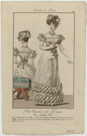 Petit Courrier des Dames, 1823, No. 183 : Robe de Tulle garnie de feuilles (...), Barrau, 1823 Canvas Print