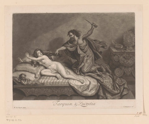 Rape of Lucretia, John Smith (printmaker/ publisher), 1662 - 1742 Canvas Print