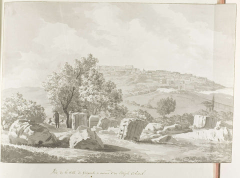 View with Agrigento and remains of huge temple, Louis Ducros, 1778 Canvas Print