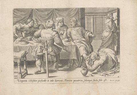 Christ's feet anointed by a sinner, Hans Collaert (I), 1643 Canvas Print