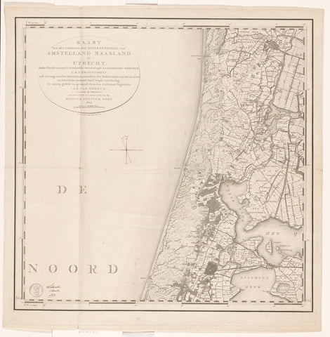 Part of a map of the departments of Amstelland, Maasland and Utrecht, Cornelis van Baarsel, 1807 Canvas Print