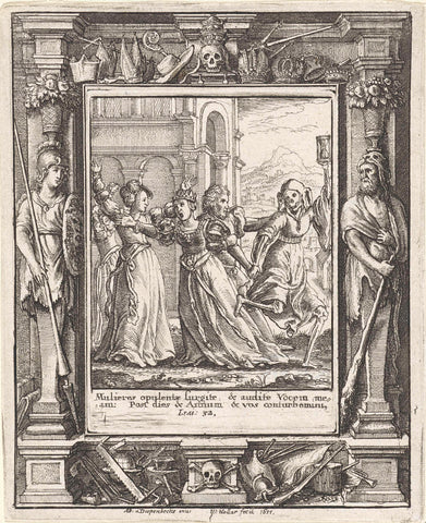 The Queen and Death, Wenceslaus Hollar, 1651 Canvas Print