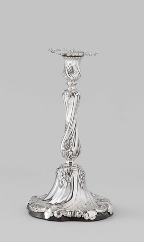 Candlestick of cast silver with bell-shaped foot, Johannes Schiotling, 1766 Canvas Print