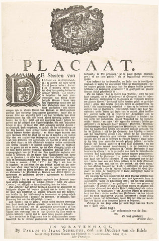 Plakkaat van de Staten van Holland en West-Friesland over de wetgeving omtrent sodomie, 1730, Paulus Scheltus (I), 1730 Canvas Print