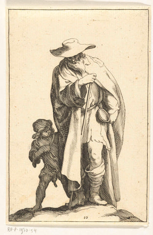 Old beggar and a boy, Frederick Bloemaert, after 1635 - 1669 Canvas Print