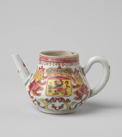 Pear-shaped teapot with the arms of the Dutch Republic and the VOC monogram, anonymous, 1728 Canvas Print