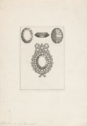 Large Cut Diamond in a Setting, anonymous, 1710 - 1770 Canvas Print