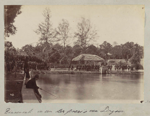 Poeri at Lingsar with soldiers during Lombok expedition 1894, Christiaan Johan Neeb, in or after 1894 Canvas Print